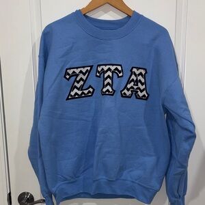 Zeta Tau Alpha sorority crewneck sweatshirt  black & white chevron Greek letters